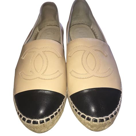 chanel espadrilles beige leather flats|Chanel espadrilles price euro.